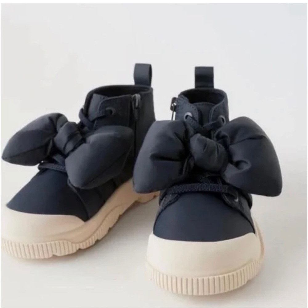 Zara high top sneaker navy with bow